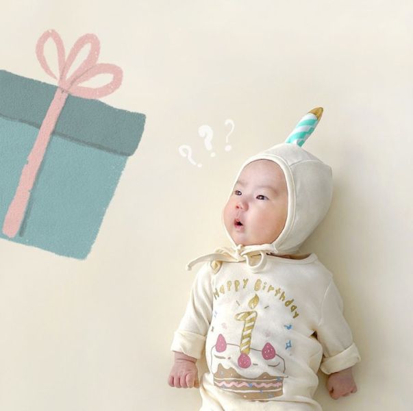 HBD一歲蛋糕包屁衣(含帽) 