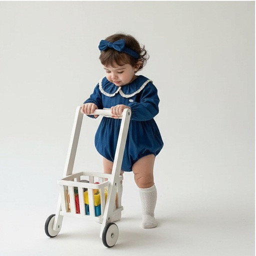 娃娃領蕾絲牛仔包屁衣(含髮帶) 