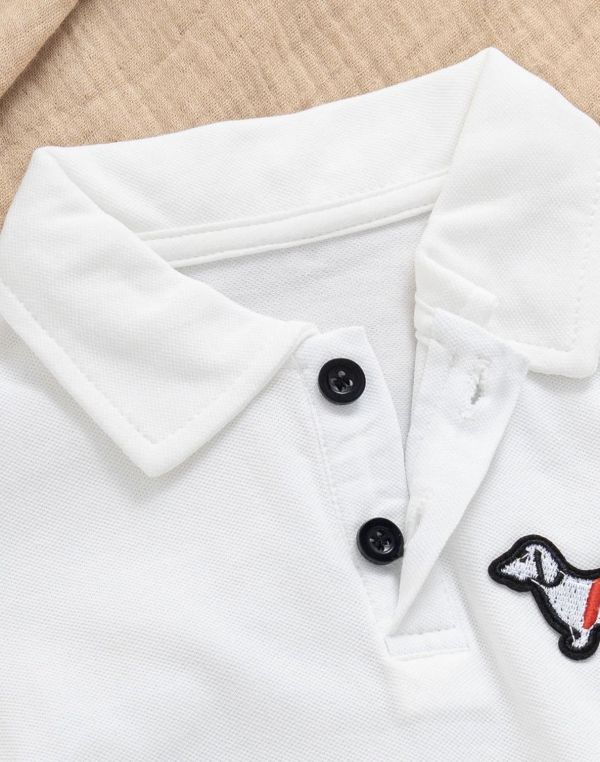 狗狗刺繡polo翻領連身裝 