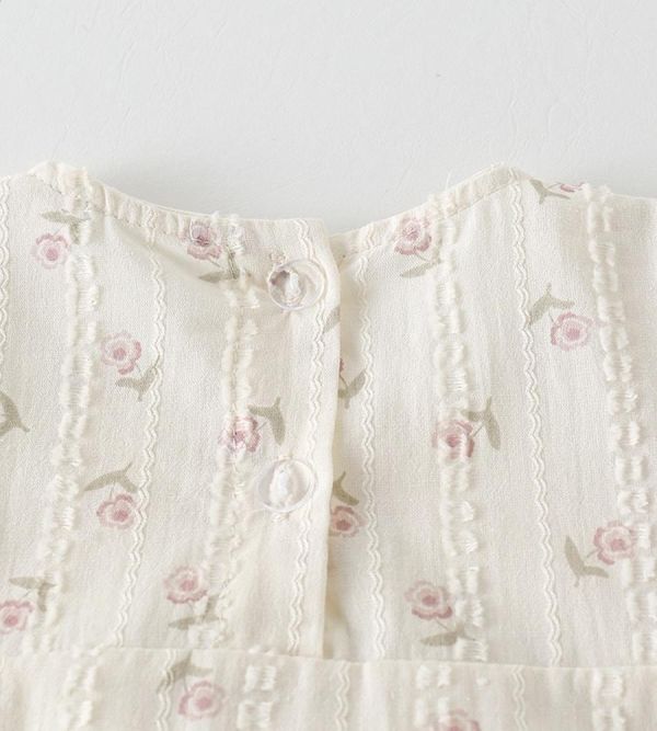 田園風櫻桃碎花方領連身裝 