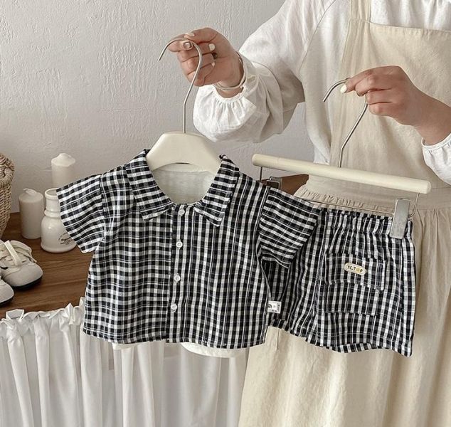 經典款！格紋襯衫兩件式套裝/背心 
