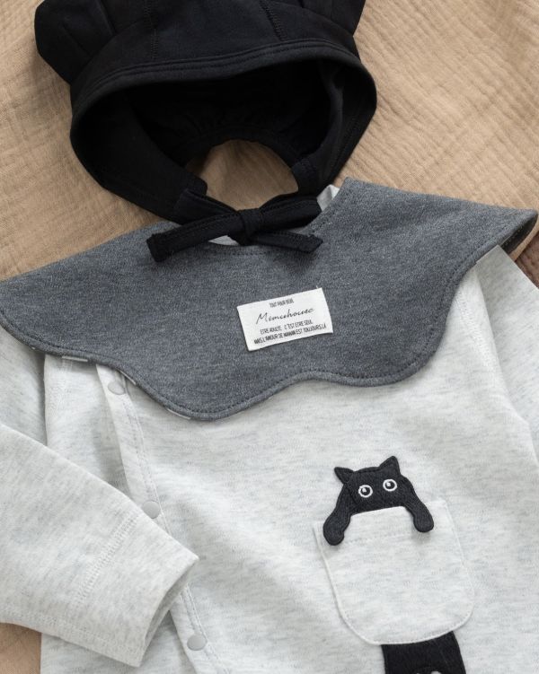 新生兒小黑貓口袋連身裝 