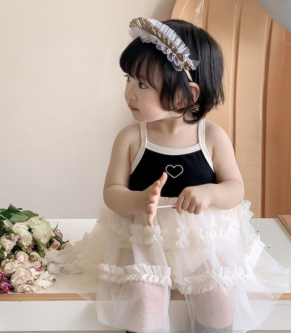 愛心薄款針織網紗包屁裙 