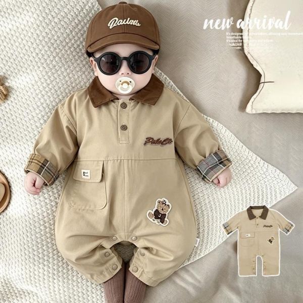 秋季巴恩風翻領工裝連身服 
