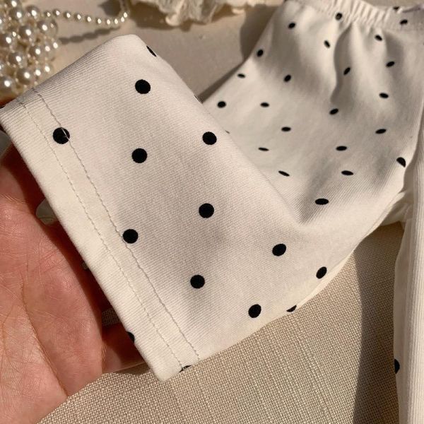 素色點點/豹紋彈力五分騎行短褲 