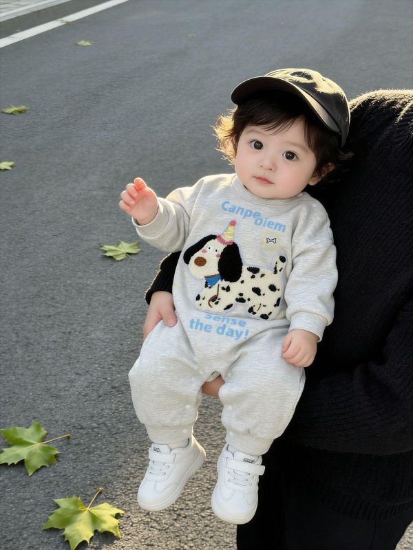 立體生日帽狗狗布標連身裝 