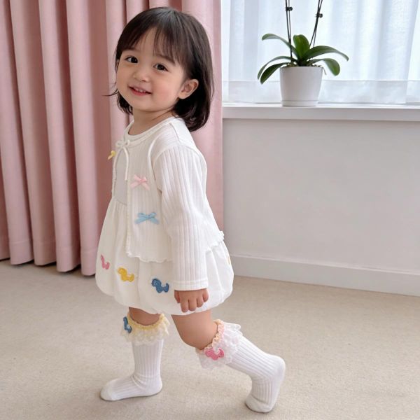 蝴蝶結外套+小馬刺繡連身裙 