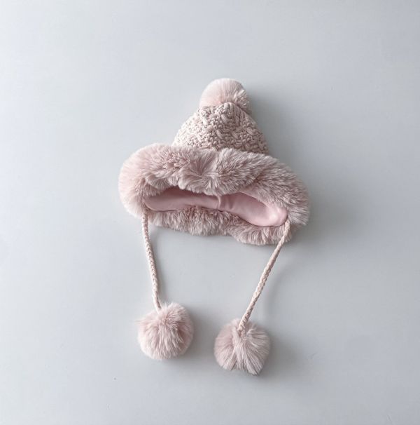 超可愛毛球護耳雷鋒毛帽 