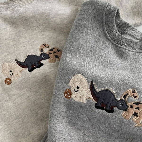 恐龍刺繡素色包屁衣 