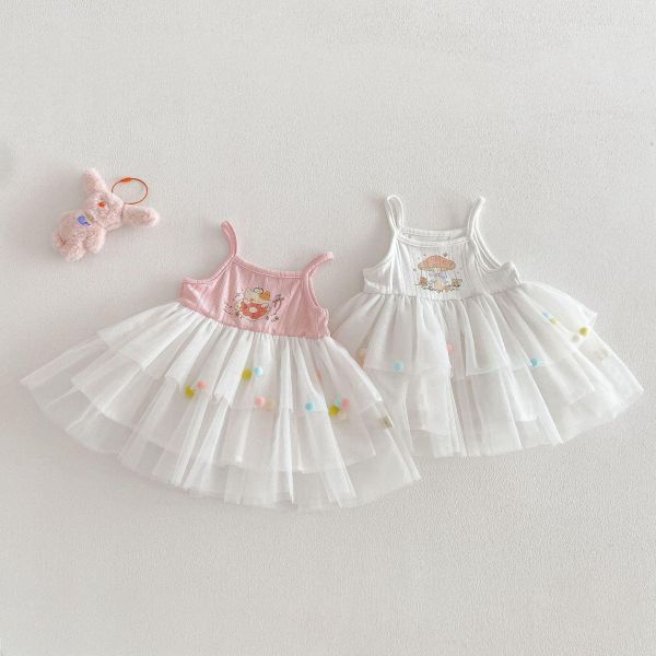 卡通塗鴉背心網紗公主裙 