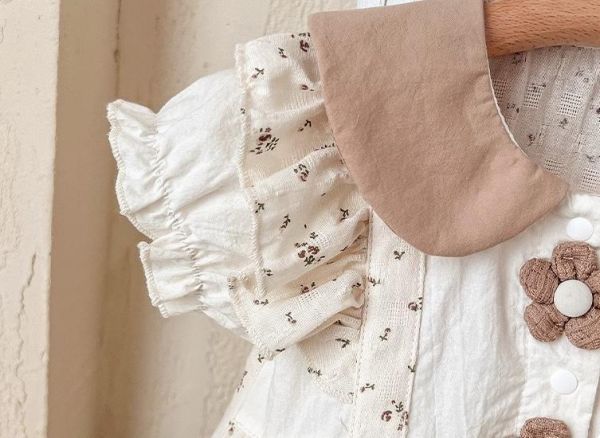 田園風碎花立體小花連身裝 