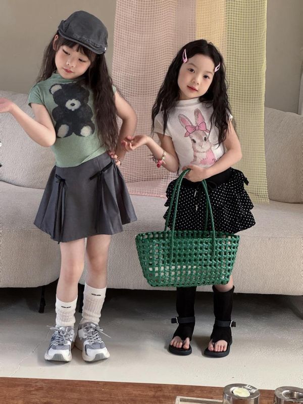 可愛動物印花螺紋彈力背心(3色) 