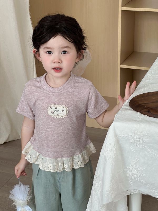 蕾絲混織綿甜美花邊上衣 