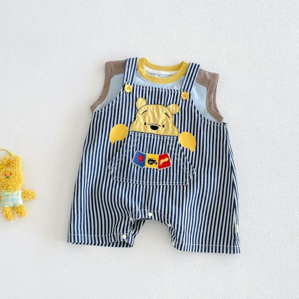大象撞色背心/維尼豎條紋吊帶褲 