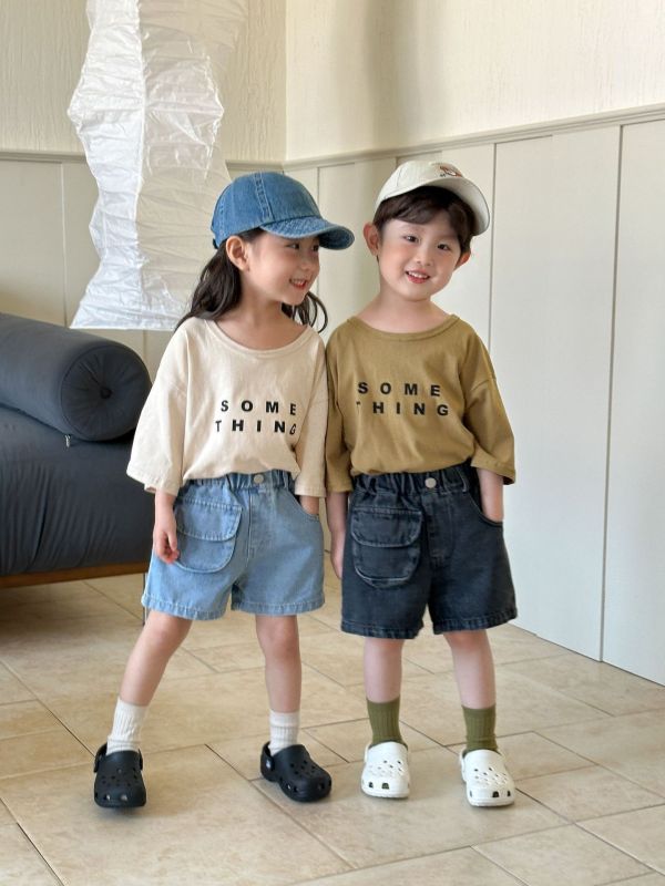 夏季兩色大口袋牛仔短褲 