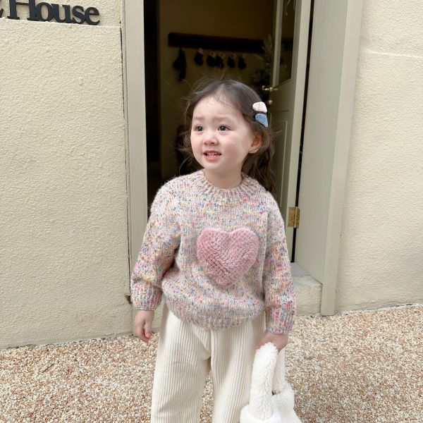 混織毛絨愛心甜系上衣 