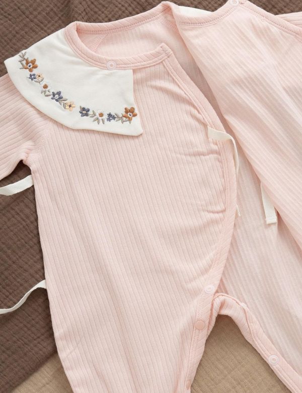 新生兒棉質碎花圍兜連身裝 