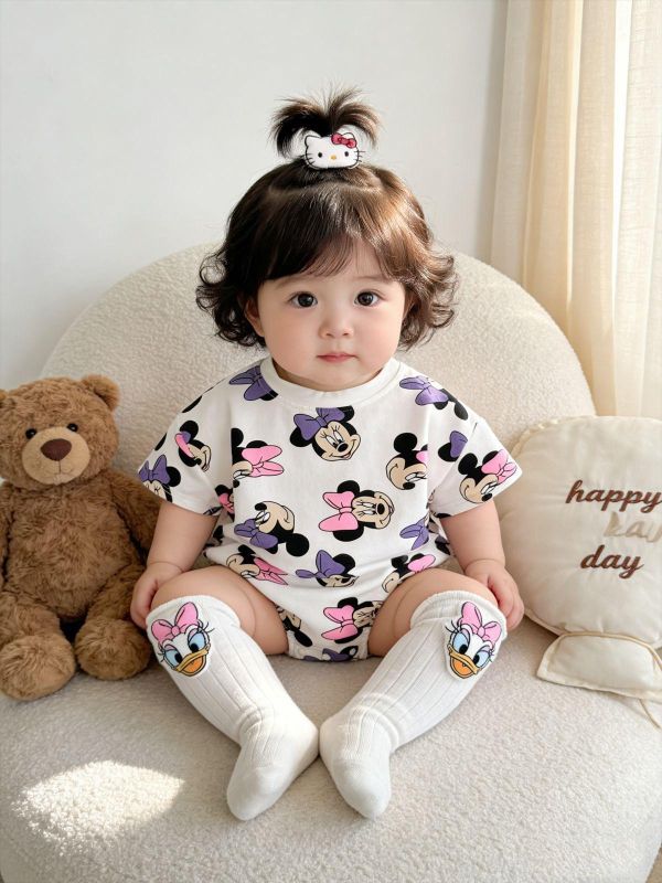 滿版米妮可愛印花包屁衣 