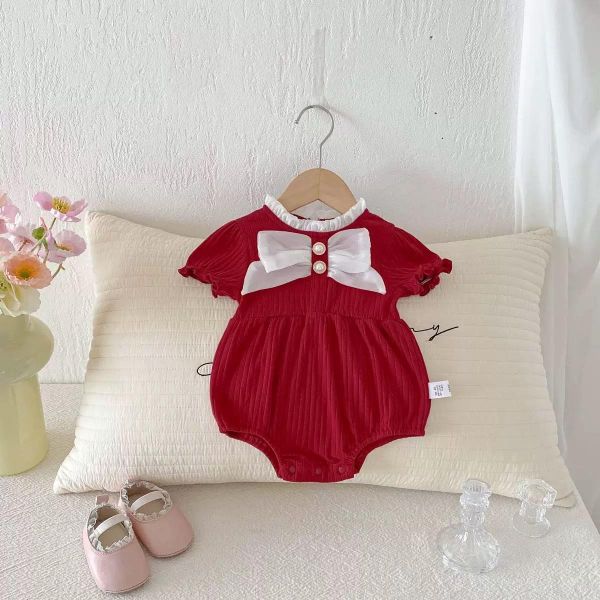 甜美宮廷風大蝴蝶結彈力包屁衣 