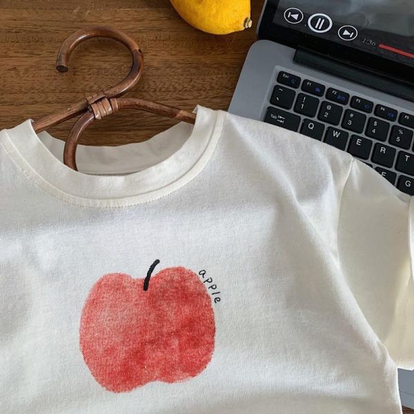 蘋果/香蕉印花素色簡約上衣 