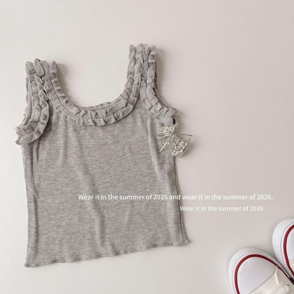 木耳花邊背心素色/點點背心 