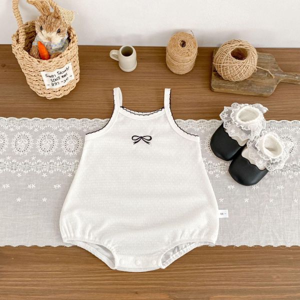 小香風簡約蝴蝶結細肩包屁衣 