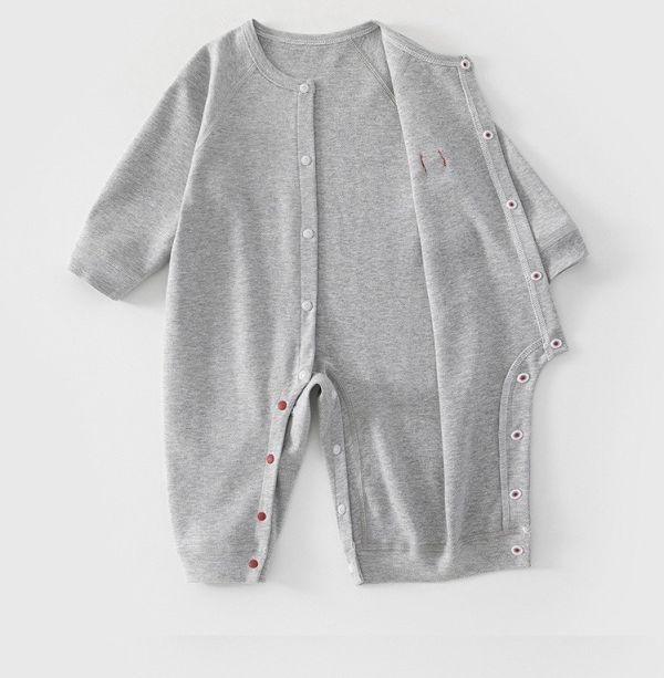 新生兒素色蘋果紅釦連身裝(3色) 