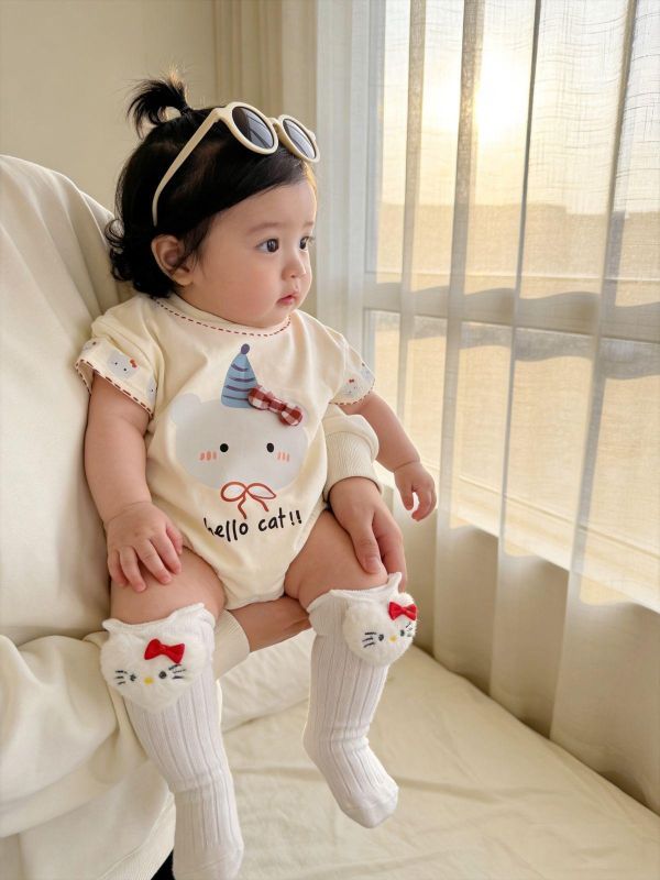 生日帽小熊可愛連袖包屁衣 