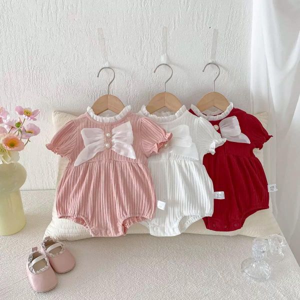 甜美宮廷風大蝴蝶結彈力包屁衣 