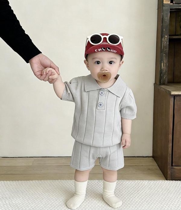 素色彈力螺紋針織兩件式套裝(3色) 