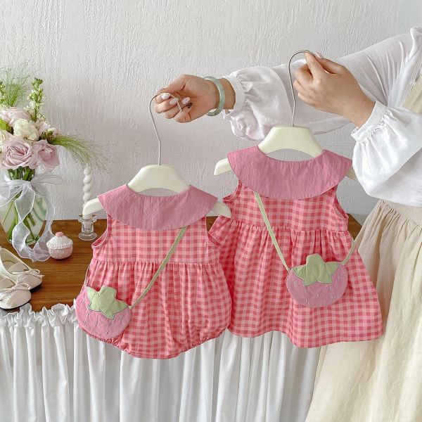 娃娃領格紋包屁衣/洋裝(附番茄包) 