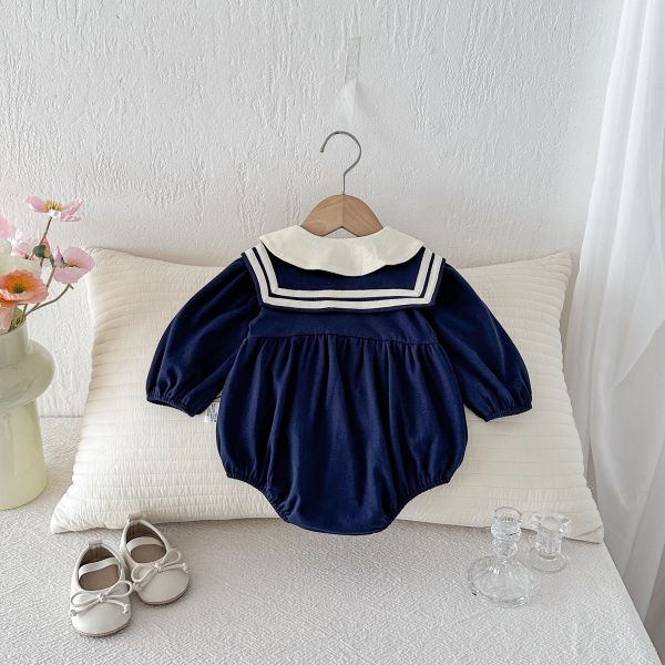 海軍風雙釦翻領包屁衣 