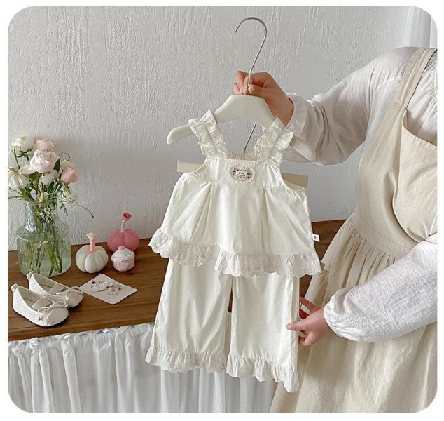 氣質花邊蕾絲拼接背心兩件式套裝 