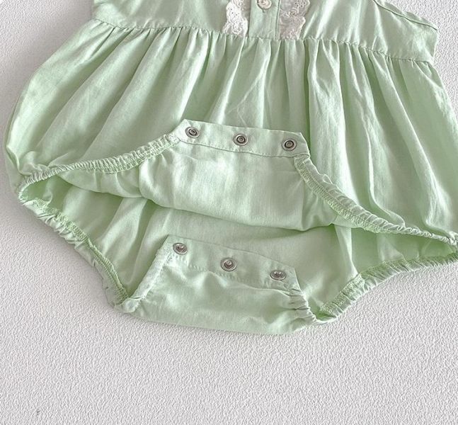 兩件套-泡袖蕾絲外套+細肩包屁衣 