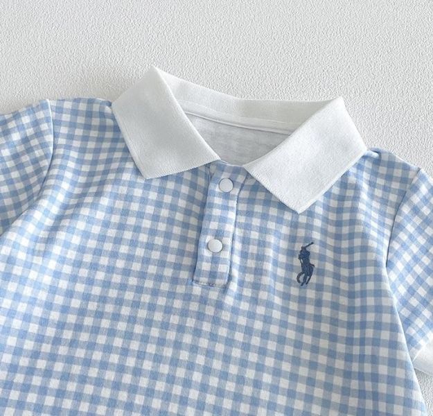 撞色翻領格紋連身裝 