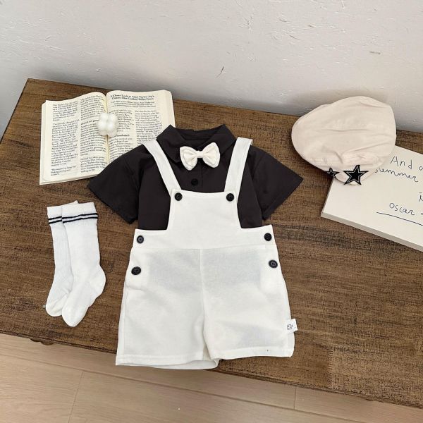 兩件式紳士寶領結上衣+吊帶裙套裝 