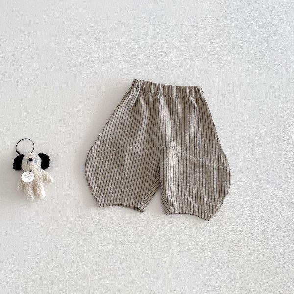 韓版豎條紋寬鬆燈籠休閒褲 