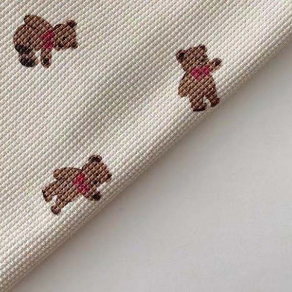 華夫格碎花/小熊圓領上衣 