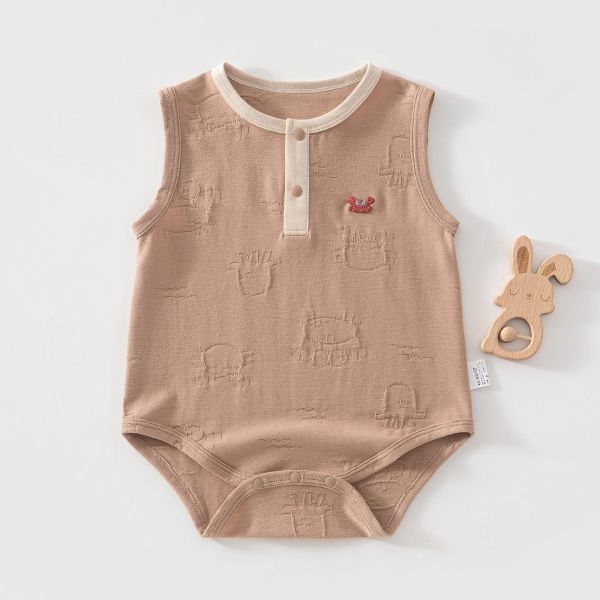 雙釦螃蟹壓紋包屁衣/連身裝 