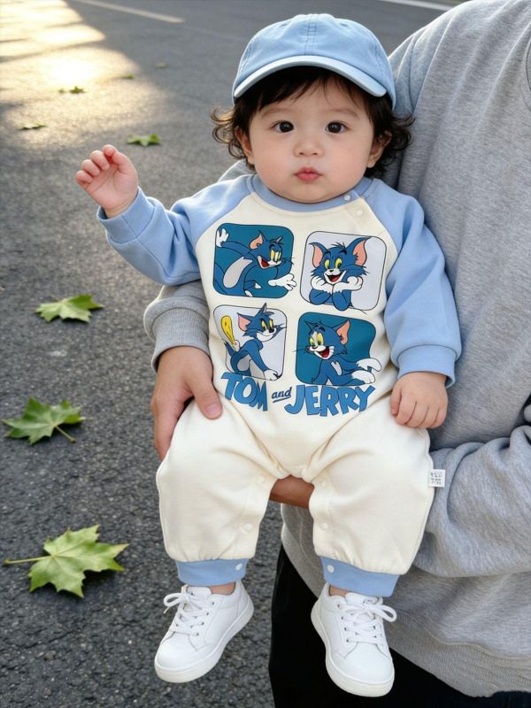 傑利鼠與湯姆貓印花拼袖連身裝 