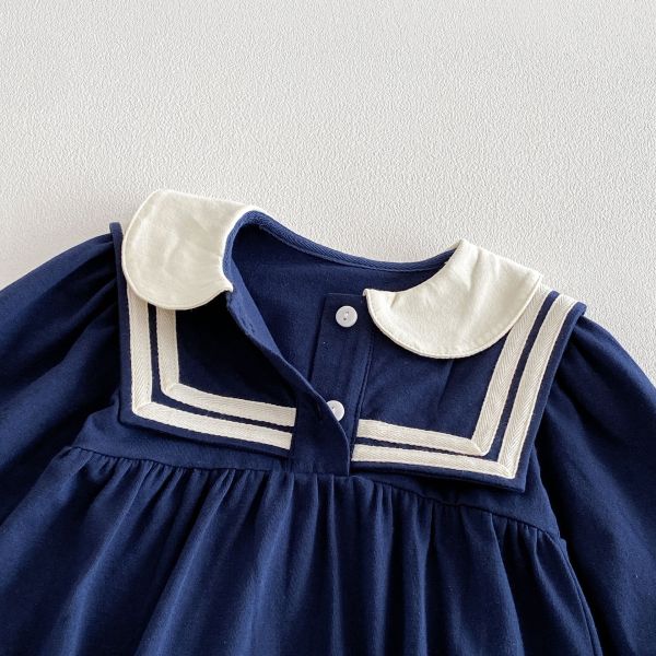 海軍風雙釦翻領包屁衣 