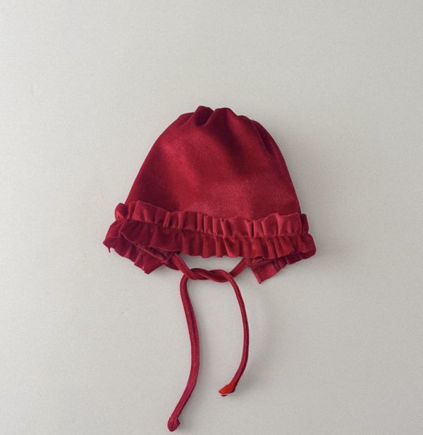 新年酒紅絲絨宮廷護耳綁帽 
