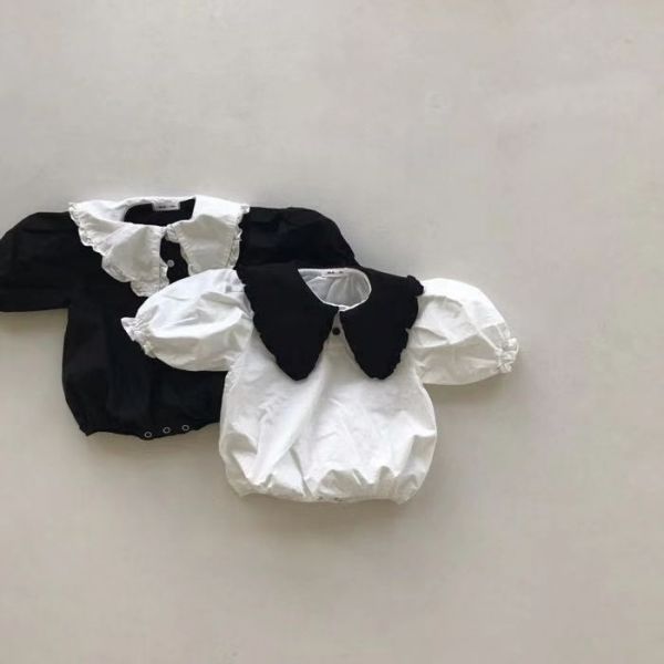 大翻領撞色薄款包屁衣 