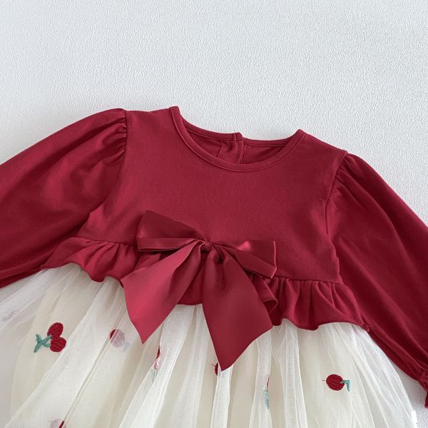 假兩件大蝴蝶結櫻桃包屁裙 