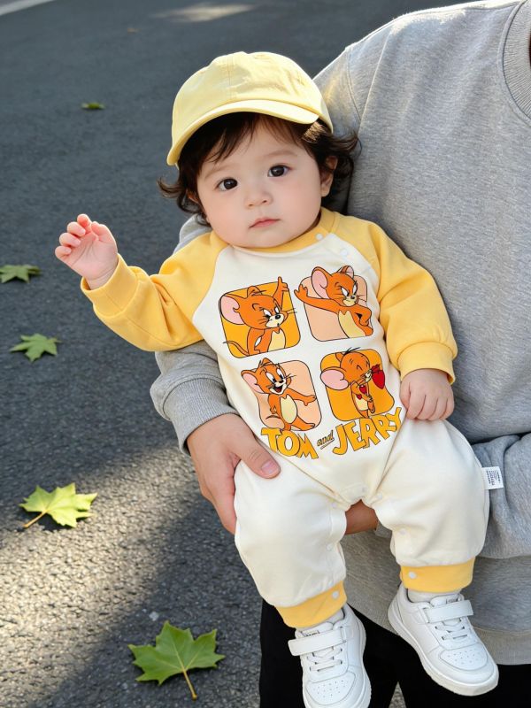 傑利鼠與湯姆貓印花拼袖連身裝 