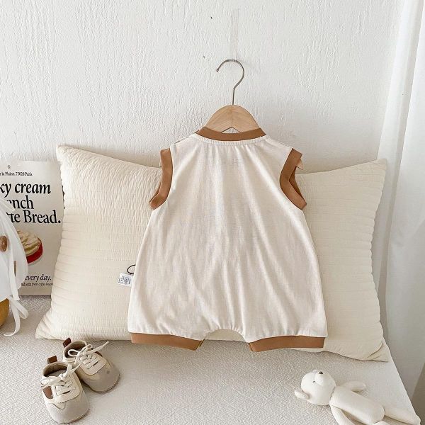 立體小熊餅乾撞色壓邊連身裝 