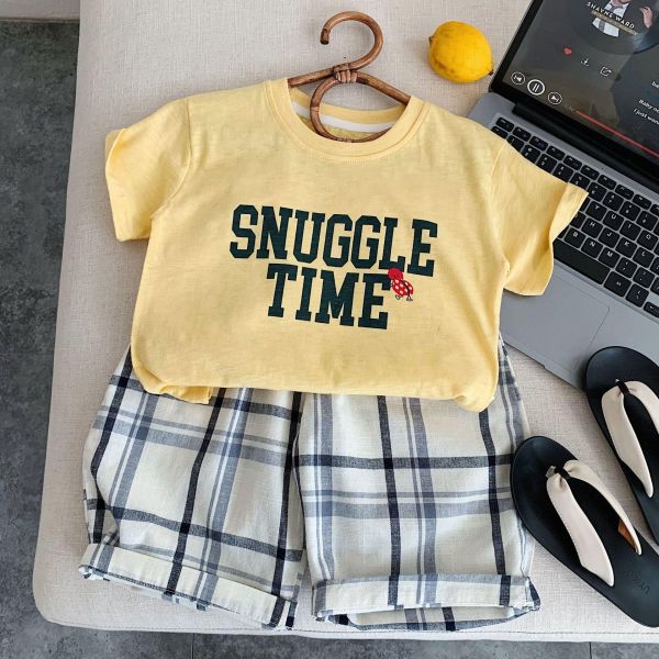 百搭復古格紋九分棉質長褲 