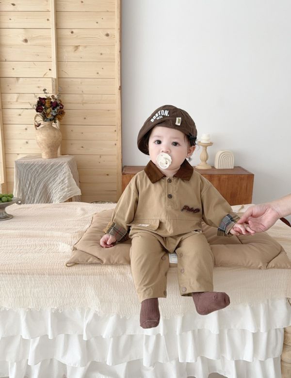 秋季巴恩風小熊工裝連身服 