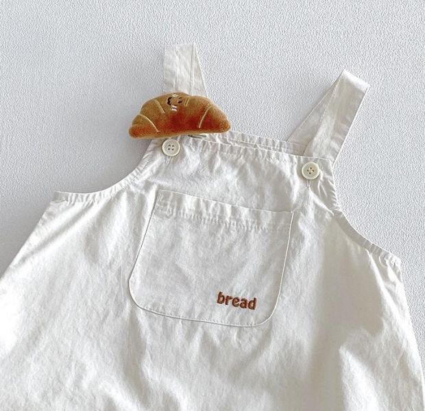 條紋背心+可頌麵包吊帶褲套裝 