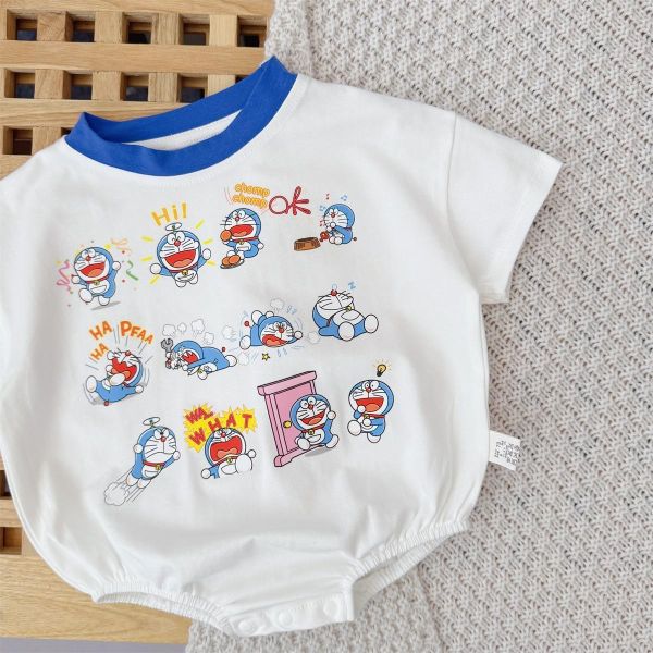 可愛小叮噹印花短袖包屁衣+襪 